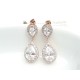 Soane rose gold boucles d'oreilles mariage strass et gouttes, bijoux mariées, clous d'oreilles oxyde de zirconium