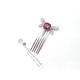 Peigne libellule et cabochon en cristal rose fuchsia, bijoux mariage, bijoux intemporels, bijoux cristal