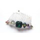Peigne cheveux cabochons en cristal multicolore, bijoux intemporels, bijoux en cristal