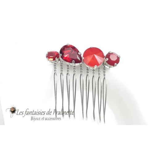 Alaman peigne en cristal rouge bijoux intemporels