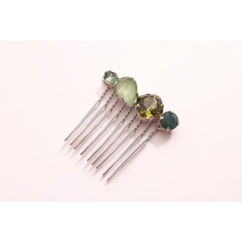 Peigne en cristal vert Alaman, accessoire de coiffure, bijou intemporel