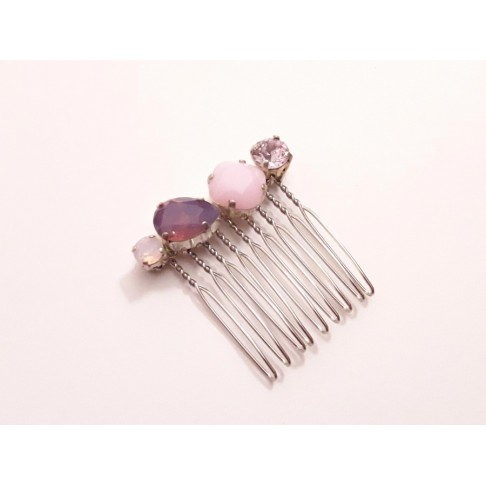 Peigne en cristal rose et violet Alaman