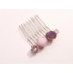 Peigne en cristal rose et violet Alaman