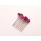 Alaman peigne en cristal rose fuchsia