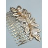 Peigne mariage feuilles zircons et perles