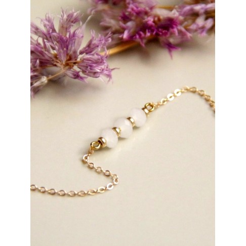 Bracelet de mariée Maeline en or laminé 14 k gold filled et cristal blanc opal