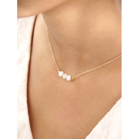 Maéline collier de mariage en plaqué or et cristal blanc opal