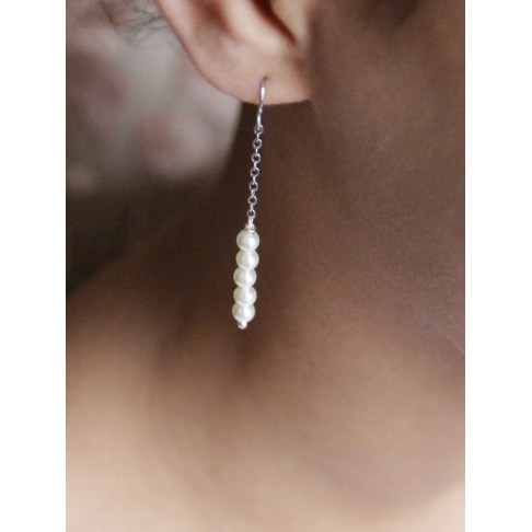 Boucles d'oreilles mariage cascade de perles Madiana