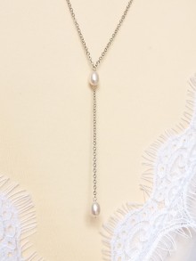 Collier de dos grain de riz en perles de culture - Prêt à porter bijoux