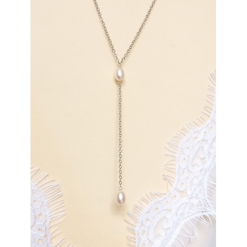 Collier de dos grain de riz en perles de culture - Prêt à porter bijoux