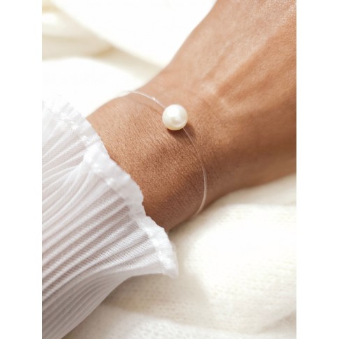 Bracelet de mariage une perle solitaire d'eau douce fil de nylon