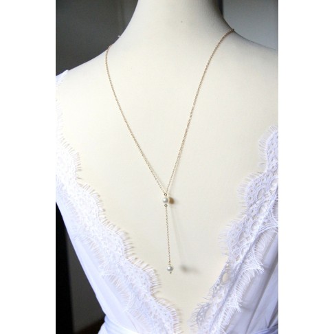 Collier de dos mariage plaqué-or gold filled et perles de culture