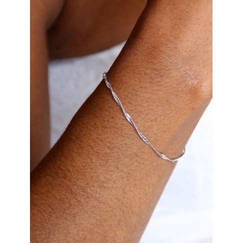 Bracelet minimaliste maille singapour argenté rhodiée
