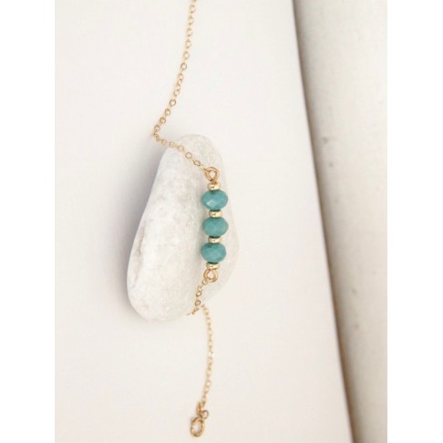 Bracelet porte-bonheur trio de cristal turquoise