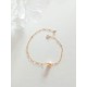 Bracelet Alba gold filled et perle de culture couleur pêche mailles alternées