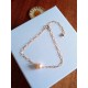 Bracelet Alba gold filled et perle de culture couleur pêche mailles alternées
