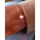 Bracelet Alba rose gold filled et perle de culture pêche mailles alternées