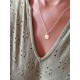Collier pendentif médaille gravée moineau, sur chaîne gold filled