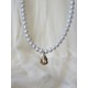 Collier tour de cou perles de culture d'eau douce et pendentif citrine