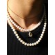 Collier tour de cou perles de culture d'eau douce et pendentif citrine