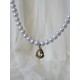 Collier tour de cou perles de culture d'eau douce et pendentif citrine