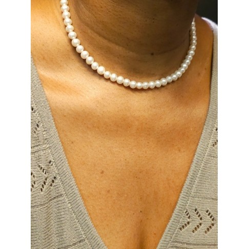Collier tour de cou perles de culture d'eau douce Madeleine