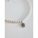 Collier tour de cou perles de culture d'eau douce et pendentif améthyste