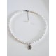 Collier tour de cou perles de culture d'eau douce et pendentif améthyste