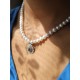 Collier tour de cou perles de culture d'eau douce et pendentif améthyste