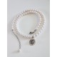 Collier tour de cou perles de culture d'eau douce et pendentif améthyste
