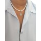 Collier tour de cou perles de culture et amulette pendule pierre de lune