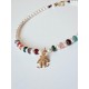 Collier de perles de culture d'eau douce pendentif clown arlequin