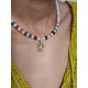 Collier de perles de culture d'eau douce pendentif clown arlequin