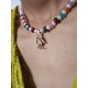 Collier de perles de culture d'eau douce pendentif clown arlequin