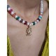 Collier de perles de culture d'eau douce pendentif clown arlequin