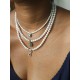 Collier tour de cou perles de culture d'eau douce et pendentif marcassites