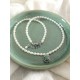 Collier tour de cou perles grains de riz et pendentif marcassites