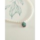Collier tour de cou perles grains de riz et pendentif marcassites