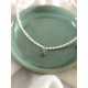 Collier tour de cou perles grains de riz et pendentif marcassites