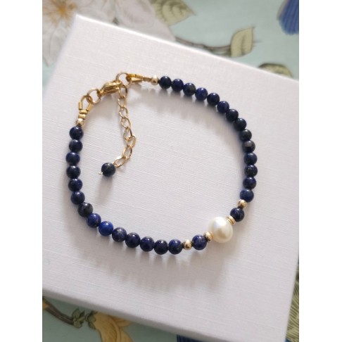Bracelet Estéban perles en lapis lazuli et perle de culture