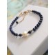 Bracelet Estéban perles en lapis lazuli et perle de culture