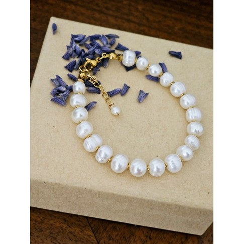Bracelet perles de culture baroques cerclées Sanatia