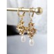 Boucles d'oreilles mariage cascade fleurs pensées ciselées - Prêt à porter mariage