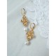 Boucles d'oreilles mariage cascade fleurs pensées ciselées - Prêt à porter mariage