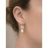 Boucles d'oreilles mariage gouttes en cristal nacré et fleurs en zirconium