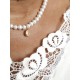 Collier Cécily tour de cou perles de culture d'eau douce et goutte d'eau zirconium